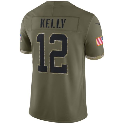 Men's Buffalo Bills Jim Kelly Olive 2022 Salute To Service Retired Player Limited Jersey