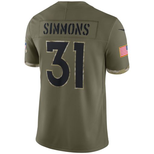 Justin Simmons #31 Denver Broncos Olive 2022 Salute To Service Limited Jersey