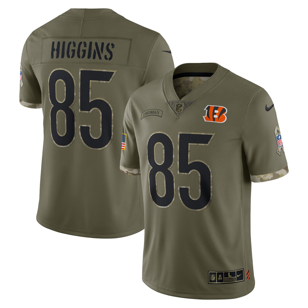 Tee Higgins #85 Cincinnati Bengals  Olive 2022 Salute To Service Limited Jersey