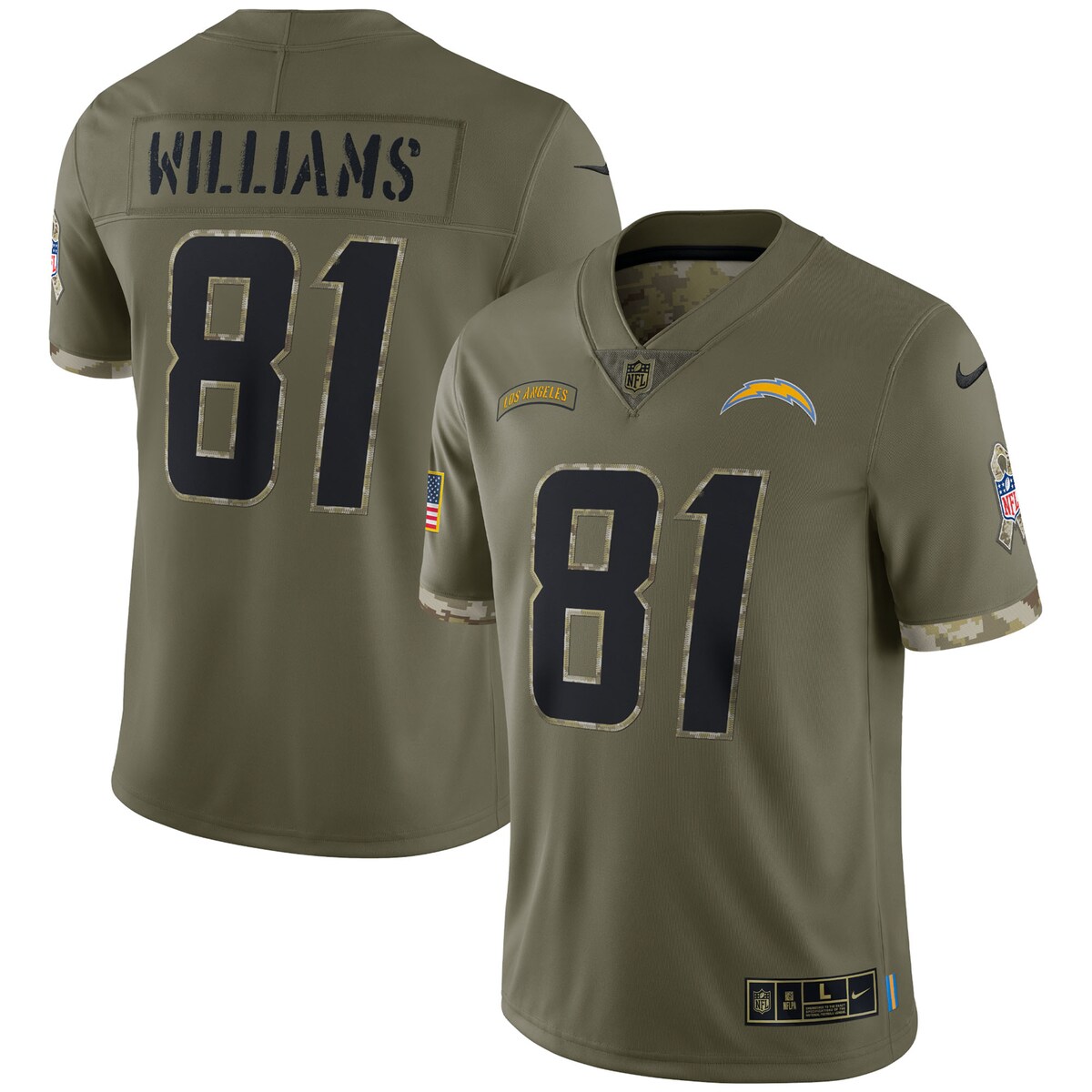 Mike Williams #81 Los Angeles Chargers  Olive 2022 Salute To Service Limited Jersey