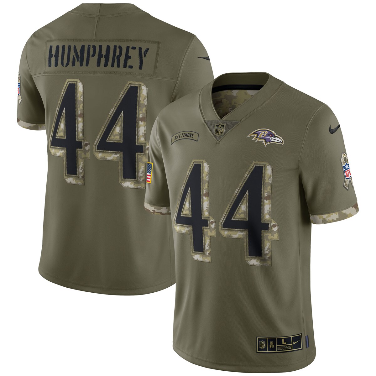 Marlon Humphrey #44  Baltimore Ravens  Olive 2022 Salute To Service Limited Jersey