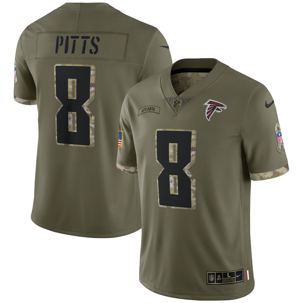 Kyle Pitts #8 Atlanta Falcons  Olive 2022 Salute To Service Limited Jersey