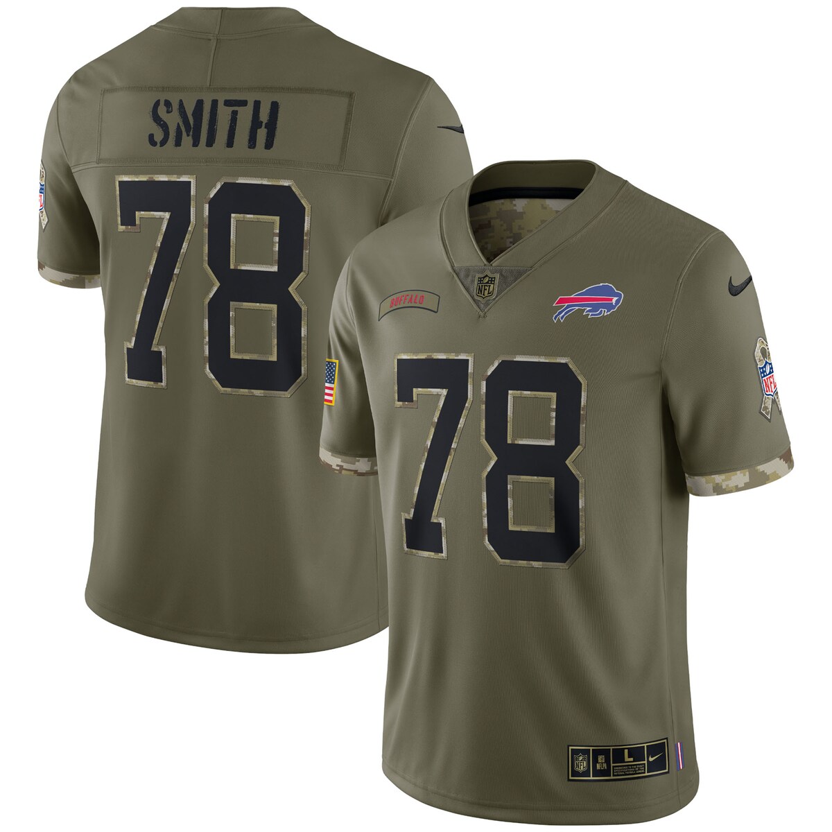 Men's Buffalo Bills Bruce Smith  Olive 2022 Salute To Service Retired Player Limited Jersey
