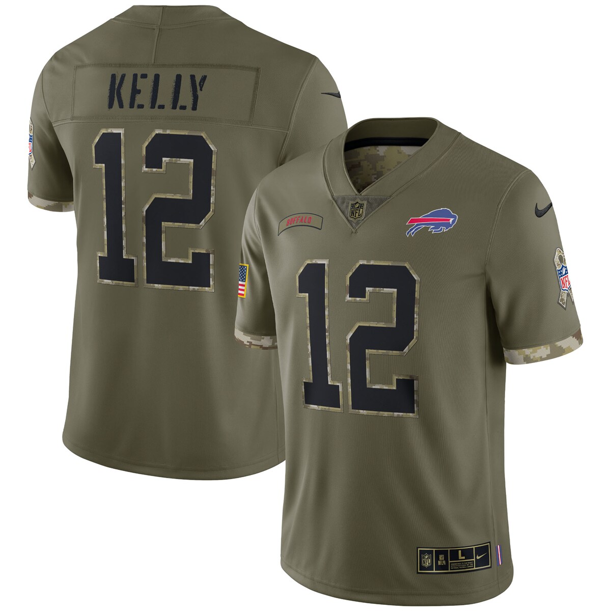 Men's Buffalo Bills Jim Kelly  Olive 2022 Salute To Service Retired Player Limited Jersey