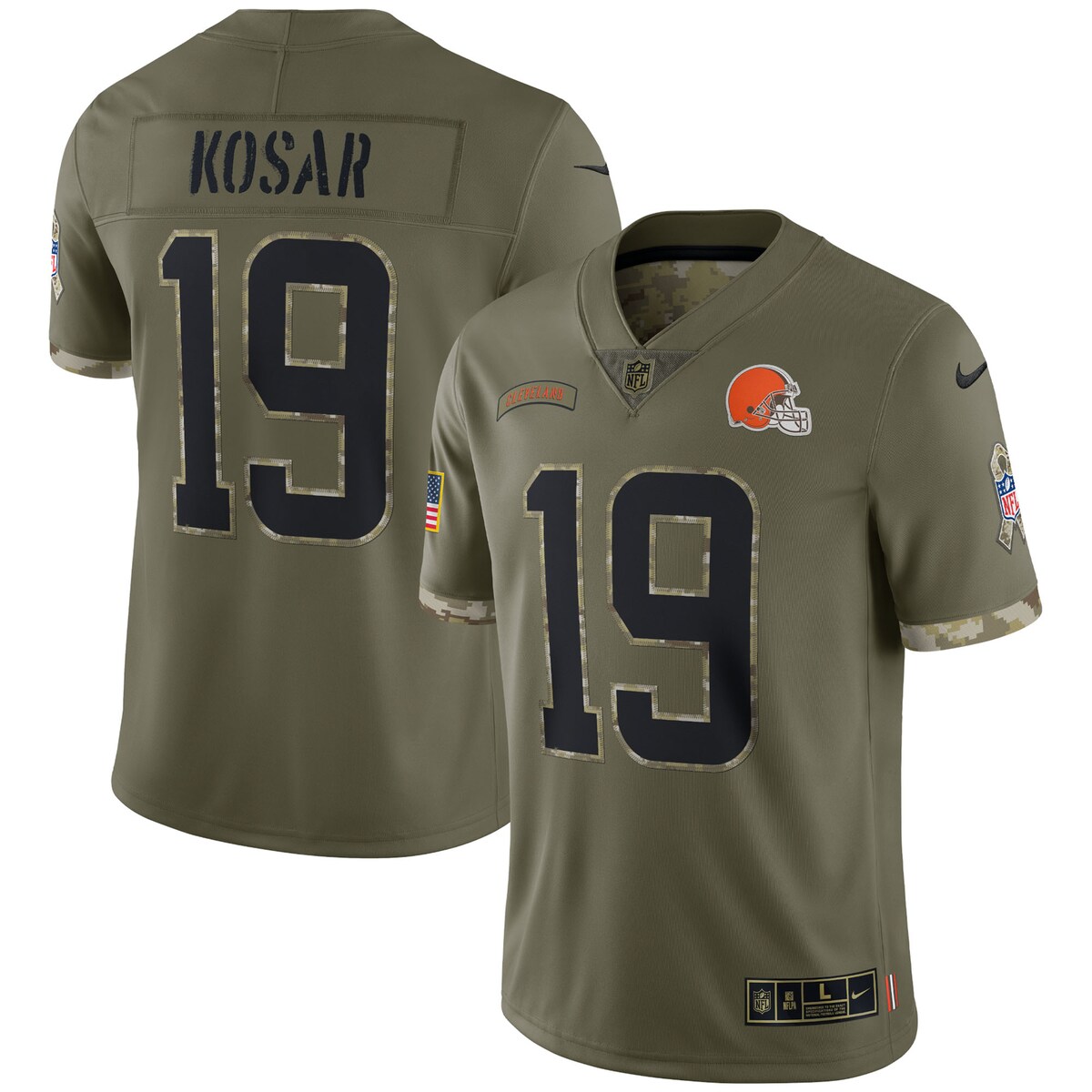 Men's Cleveland Browns Bernie Kosar  Olive 2022 Salute To Service Retired Player Limited Jersey