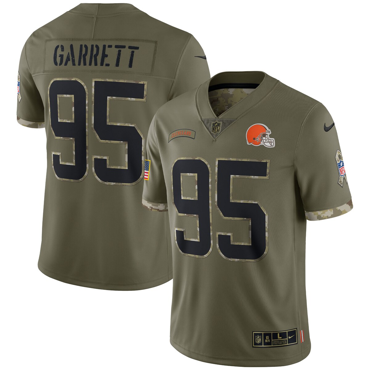 Myles Garrett  #95 Cleveland Browns  Olive 2022 Salute To Service Limited Jersey
