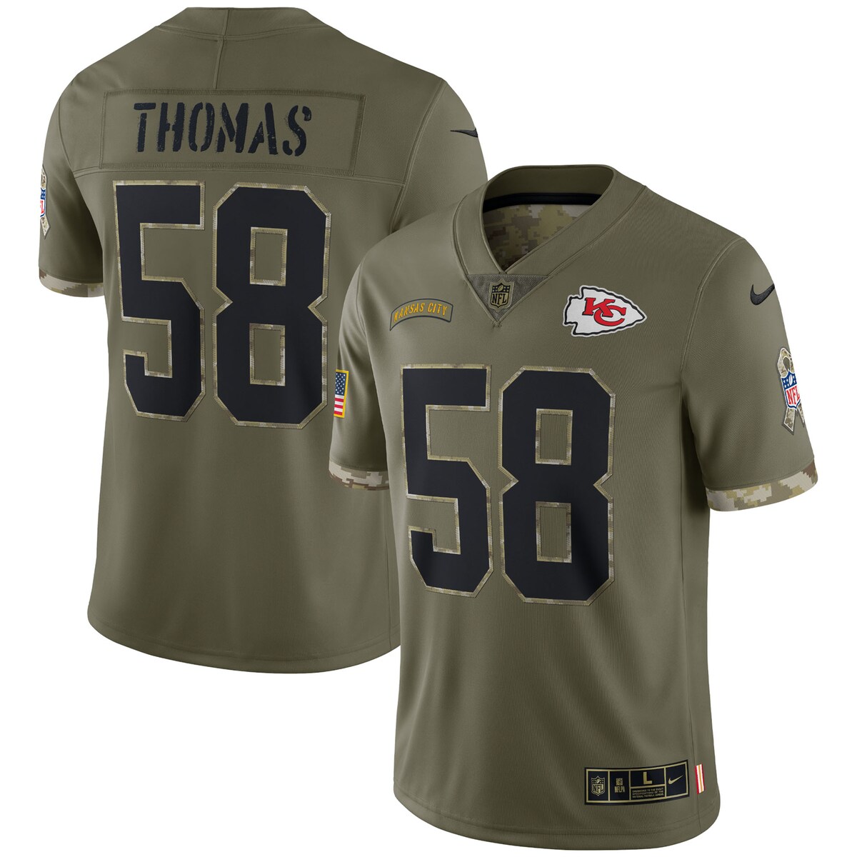 Men's Kansas City Chiefs Derrick Thomas  Olive 2022 Salute To Service Retired Player Limited Jersey