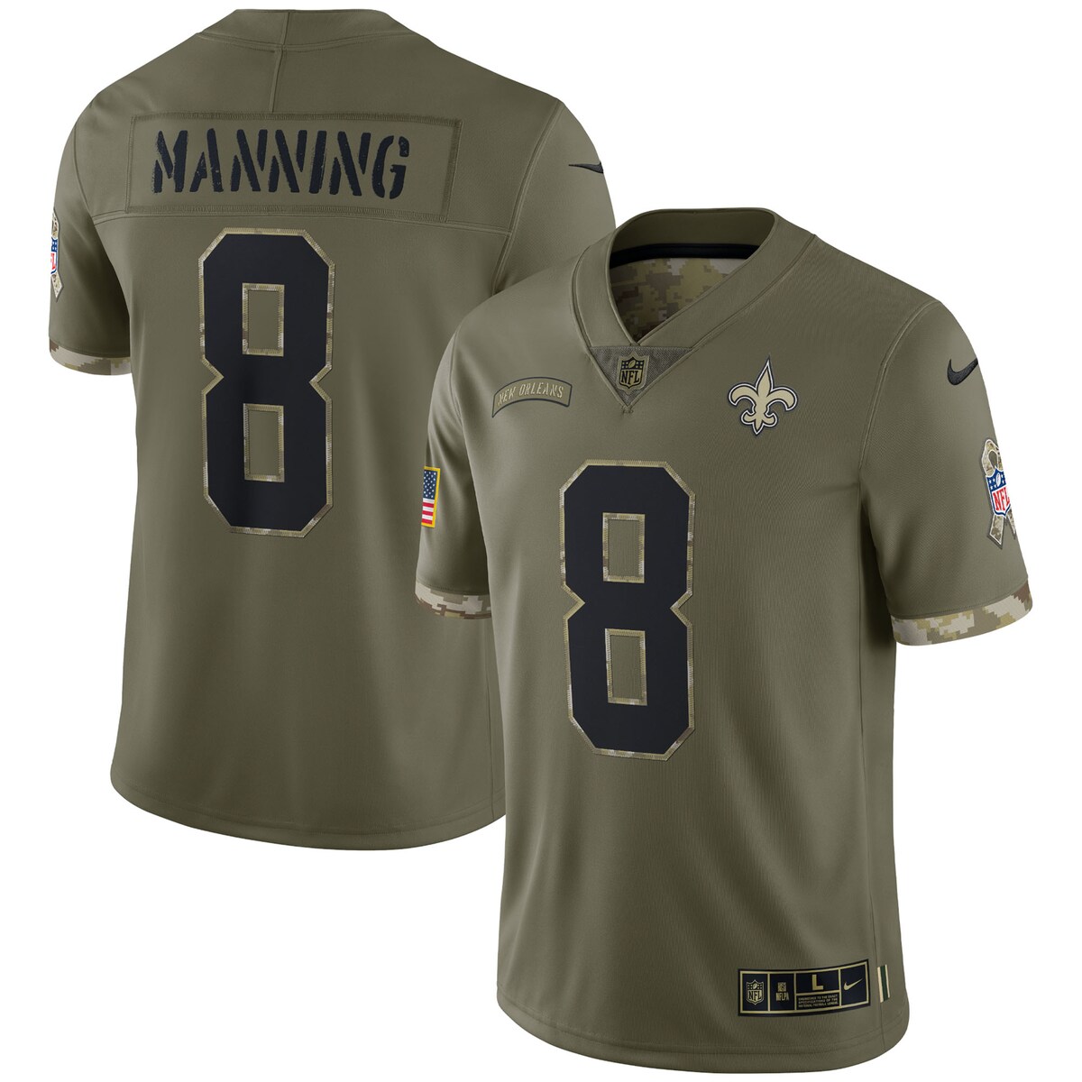 Men's New Orleans Saints Archie Manning  Olive 2022 Salute To Service Retired Player Limited Jersey