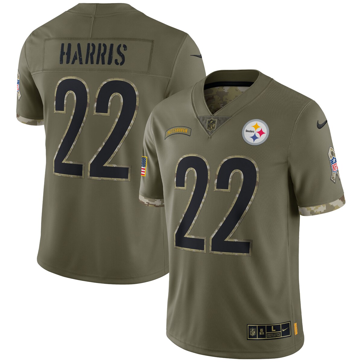 Najee Harris #22 Pittsburgh Steelers  Olive 2022 Salute To Service Limited Jersey