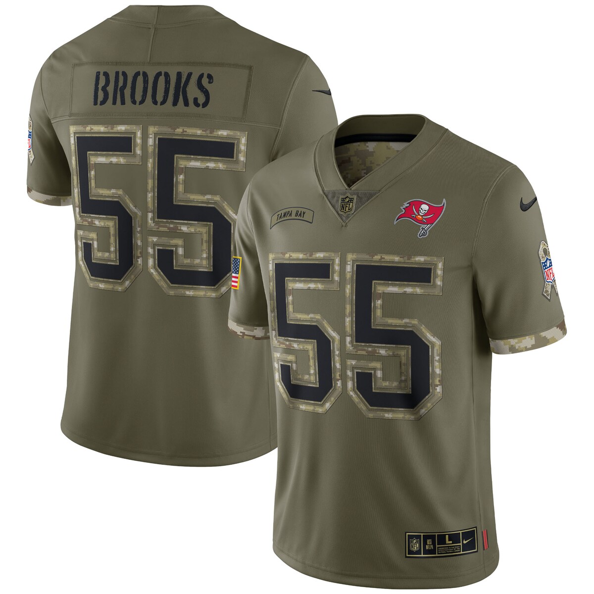 Men's Tampa Bay Buccaneers Derrick Brooks  Olive 2022 Salute To Service Retired Player Limited Jersey