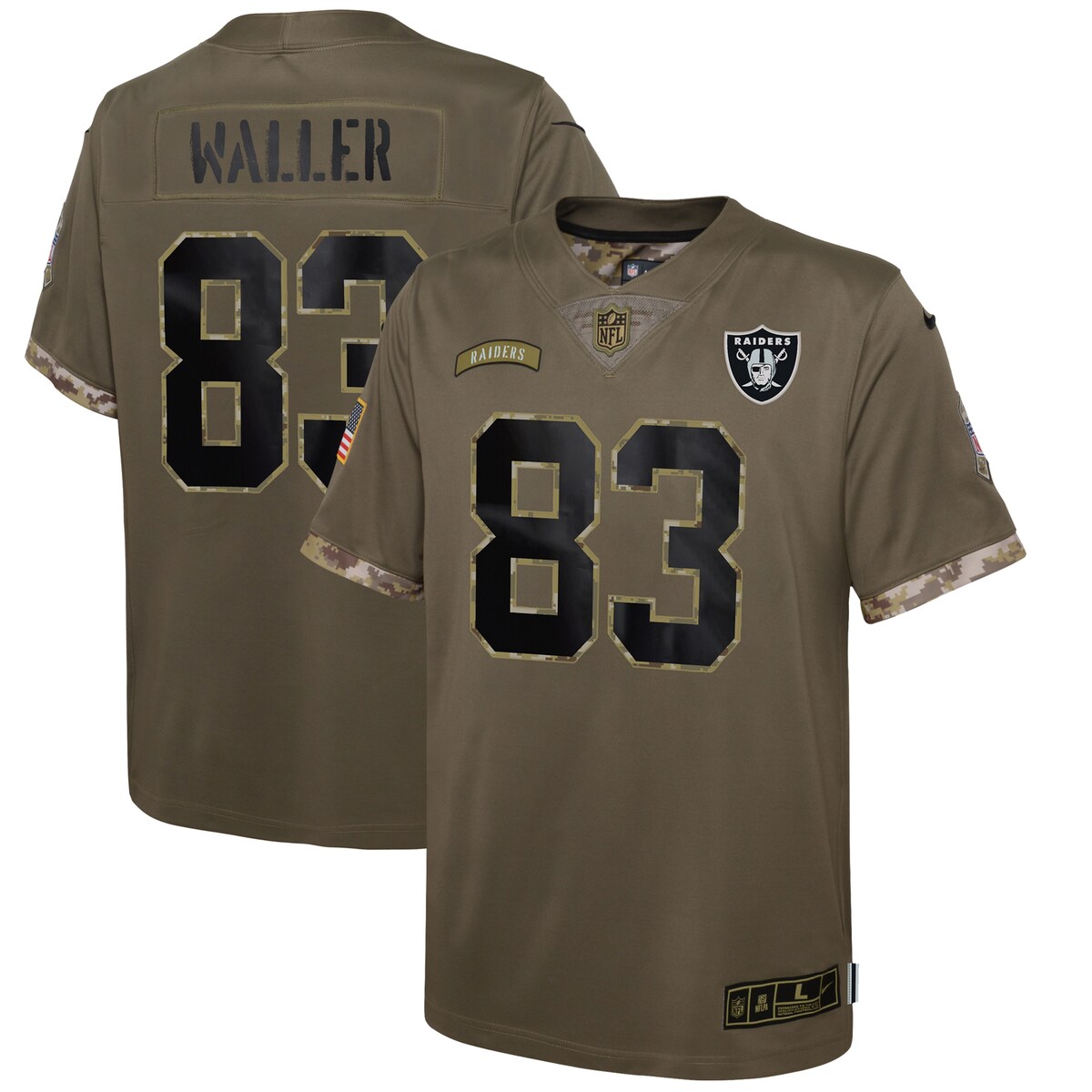 Youth Las Vegas Raiders Darren Waller  Olive 2022 Salute To Service Player Limited Jersey