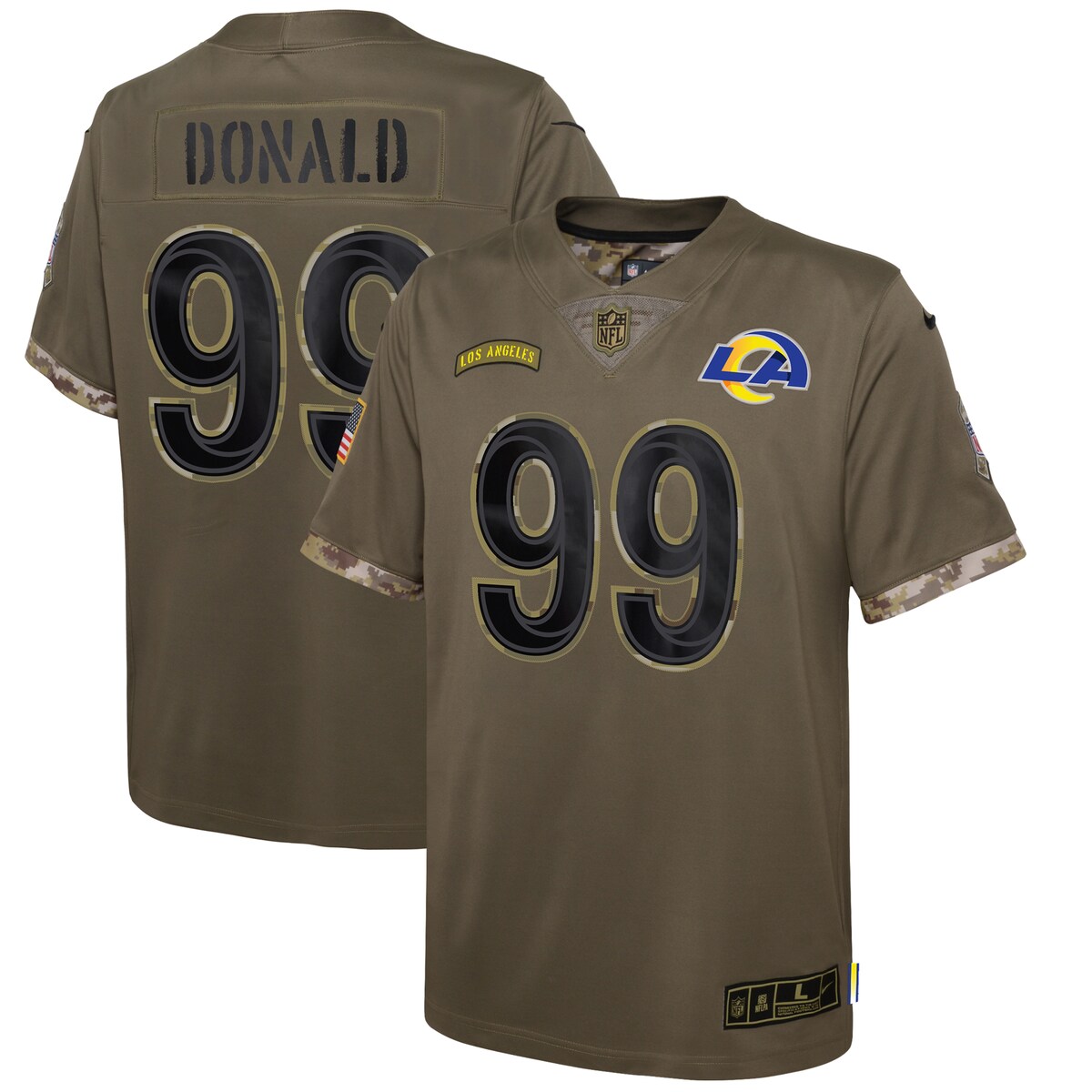 Youth Los Angeles Rams Aaron Donald  Olive 2022 Salute To Service Player Limited Jersey
