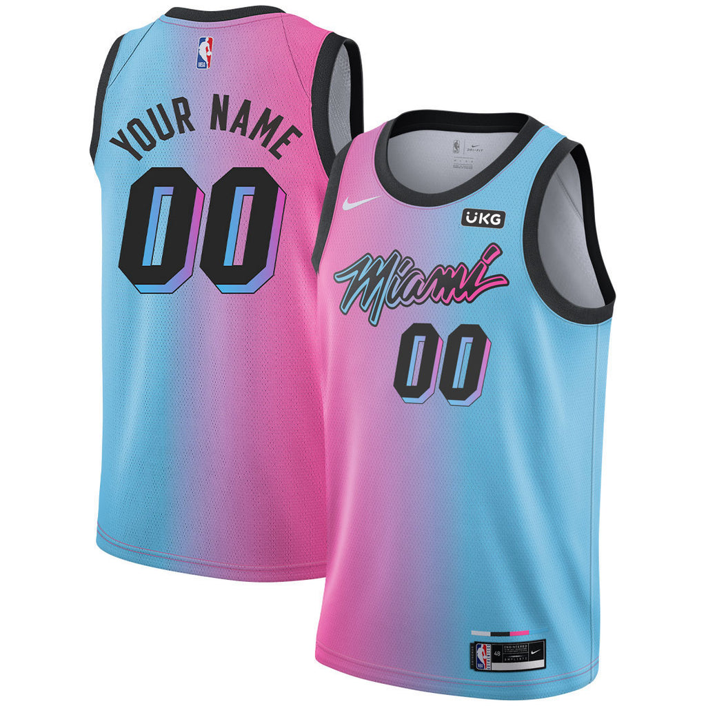 Kevin Love #42 Miami Heat Custom 2021 Blue Pink Rainbow City Jersey
