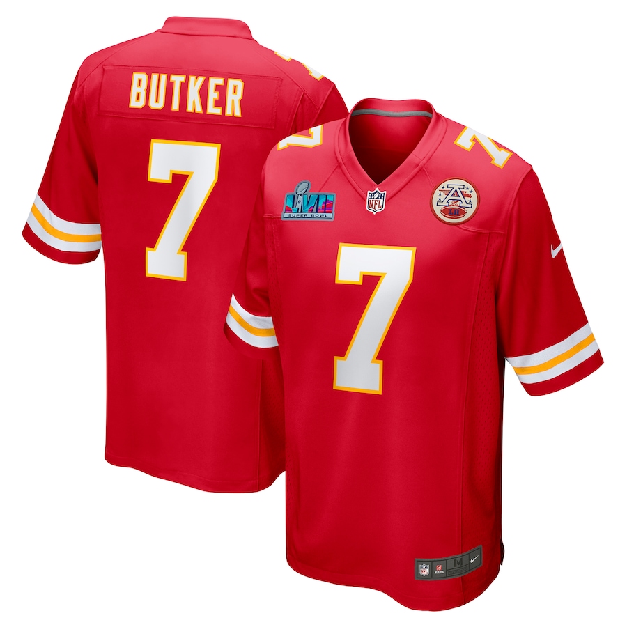 Harrison Butker #7 Red Kansas City Chiefs Super Bowl LVII Patch Game Jersey