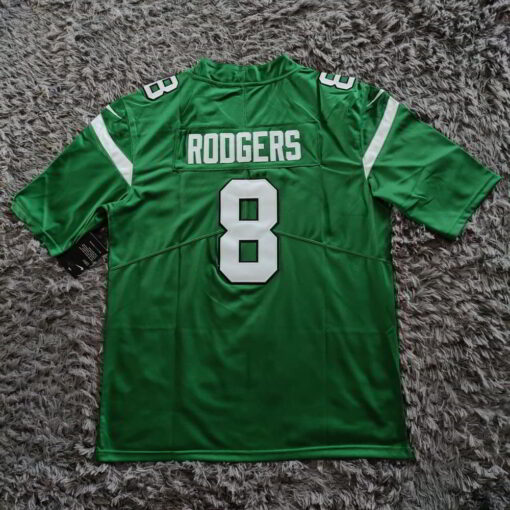 Aaron Rodgers #8 New York Jets Game Jersey – Gotham Green - back