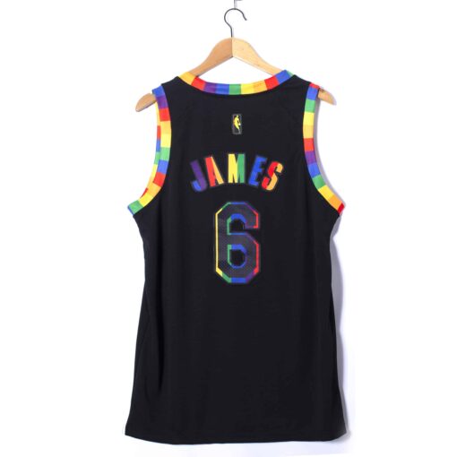 LeBron James 6 Los Angeles Lakers Pride 2022-23 Black Rainbow Jersey