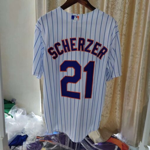 Max Scherzer #21 New York Mets White Home Replica Player Jersey back