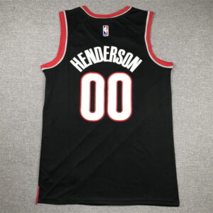 Trail Blazers 00 Scoot Henderson Black Swingman Icon Jersey - back