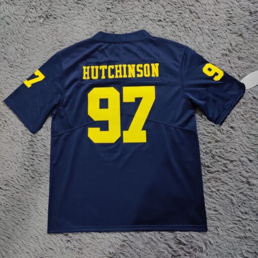 Aidan Hutchinson Michigan Wolverines Player Game Jersey - Navy - back