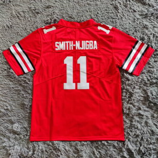 Jaxon Smith-Njigba 11 Ohio State Buckeye Red Jersey - back