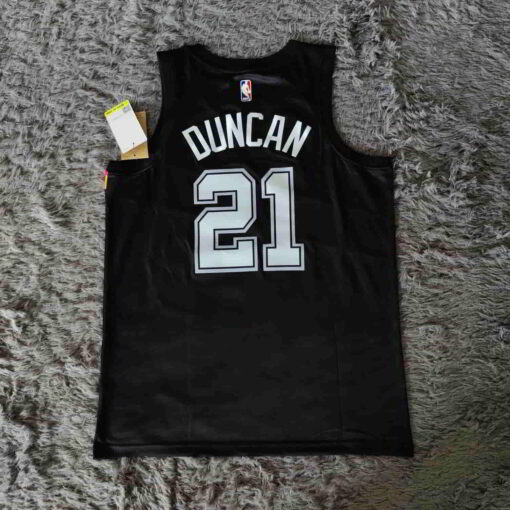 Tim Duncan 21 San Antonio Spurs Black 2021 City Edition Jersey - back