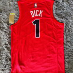 Toronto Raptors 1 Gradey Dick Fanatics Red Fast Break Player Jersey - Icon Edition - back