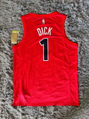 Toronto Raptors 1 Gradey Dick Fanatics Red Fast Break Player Jersey - Icon Edition - back