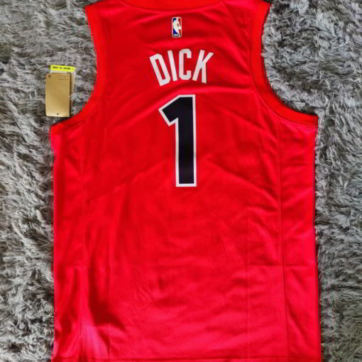 Toronto Raptors 1 Gradey Dick Fanatics Red Fast Break Player Jersey - Icon Edition - back