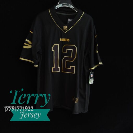 Aaron Rodgers 12 Green Bay Packers Alternate Jersey – Black Gold