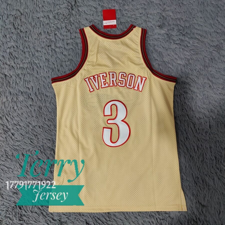 Allen Iverson 3 Philadelphia 76ers 1997-98 Gold Jersey - back