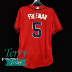 Atlanta Braves Freddie Freeman Red Alternate Name Jersey - back
