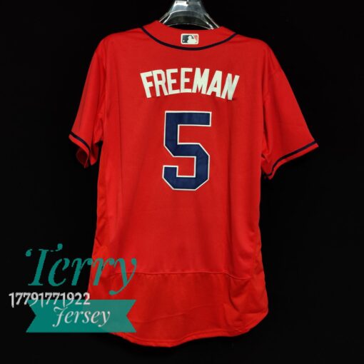 Atlanta Braves Freddie Freeman Red Alternate Name Jersey - back