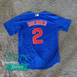 Chicago Cubs Nico Hoerner #2 Royal Jersey - back