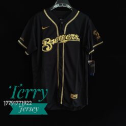 Christian Yelich #22 Milwaukee Brewers Black Gold Player Jersey