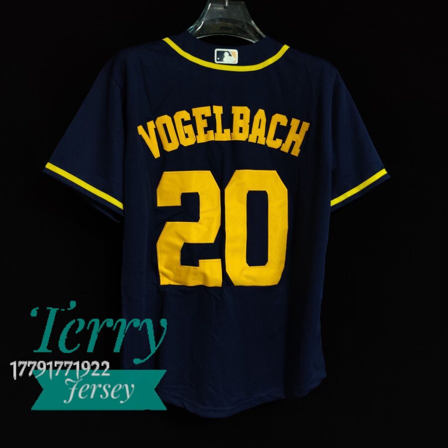 Daniel Vogelbach #20 Milwaukee Brewers Navy Jersey - back