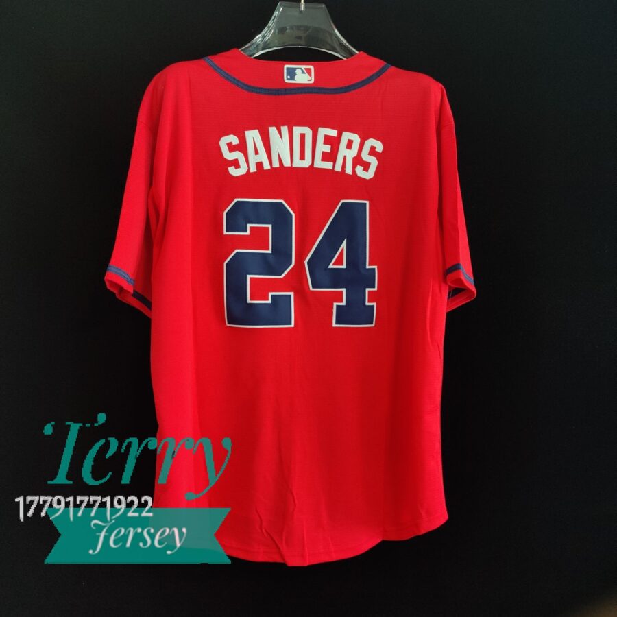 Deion Sanders Atlanta Braves Alternate Jersey - Red - back