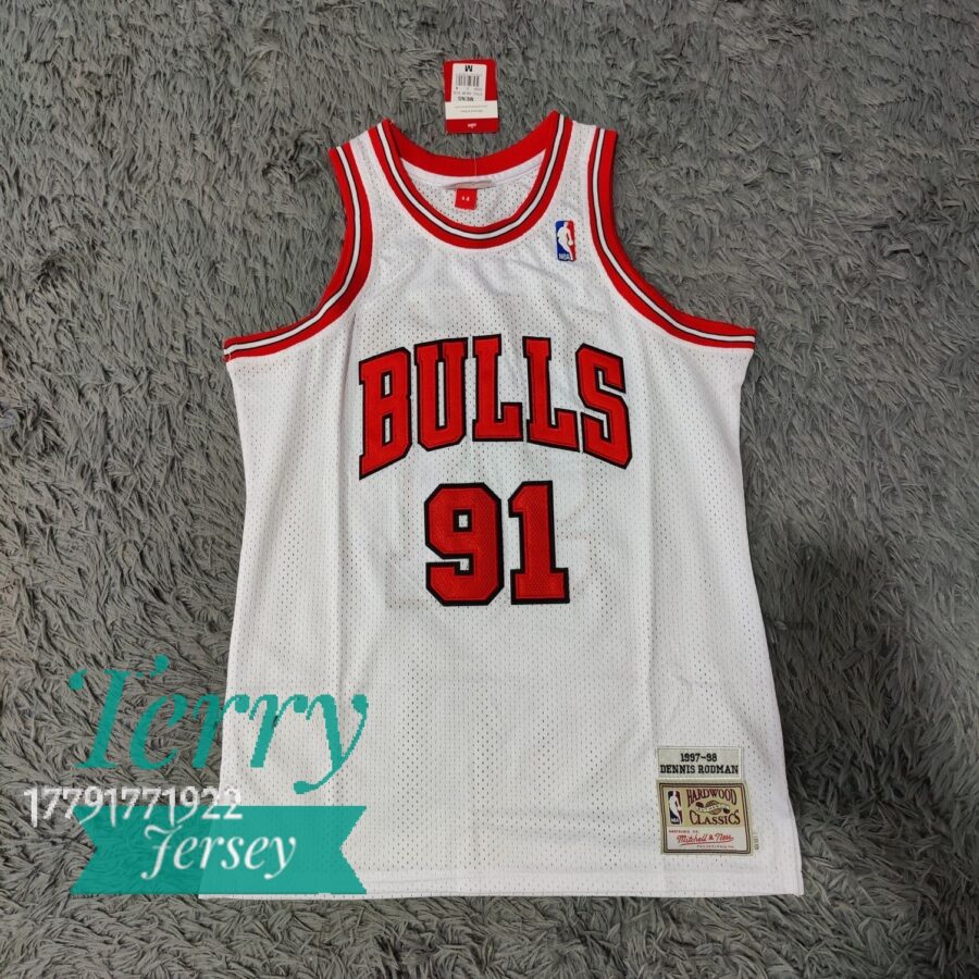 Dennis Rodman White Chicago Bulls 1997-98 Hardwood Classics Jersey