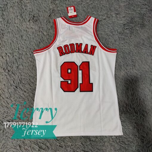 Dennis Rodman White Chicago Bulls 1997-98 Hardwood Classics Jersey - back