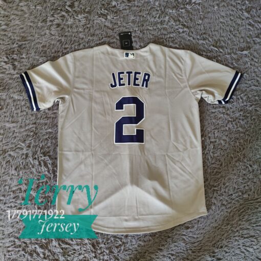 Derek Jeter New York Yankees Road Player Jersey - Gray - back