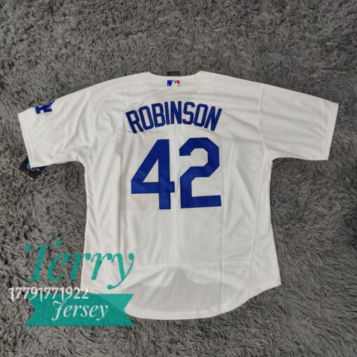 Jackie Robinson 42 Los Angeles Dodgers White Home Jersey - back