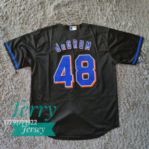 Jacob deGrom New York Mets 2022 Alternate Player Jersey - Black - back