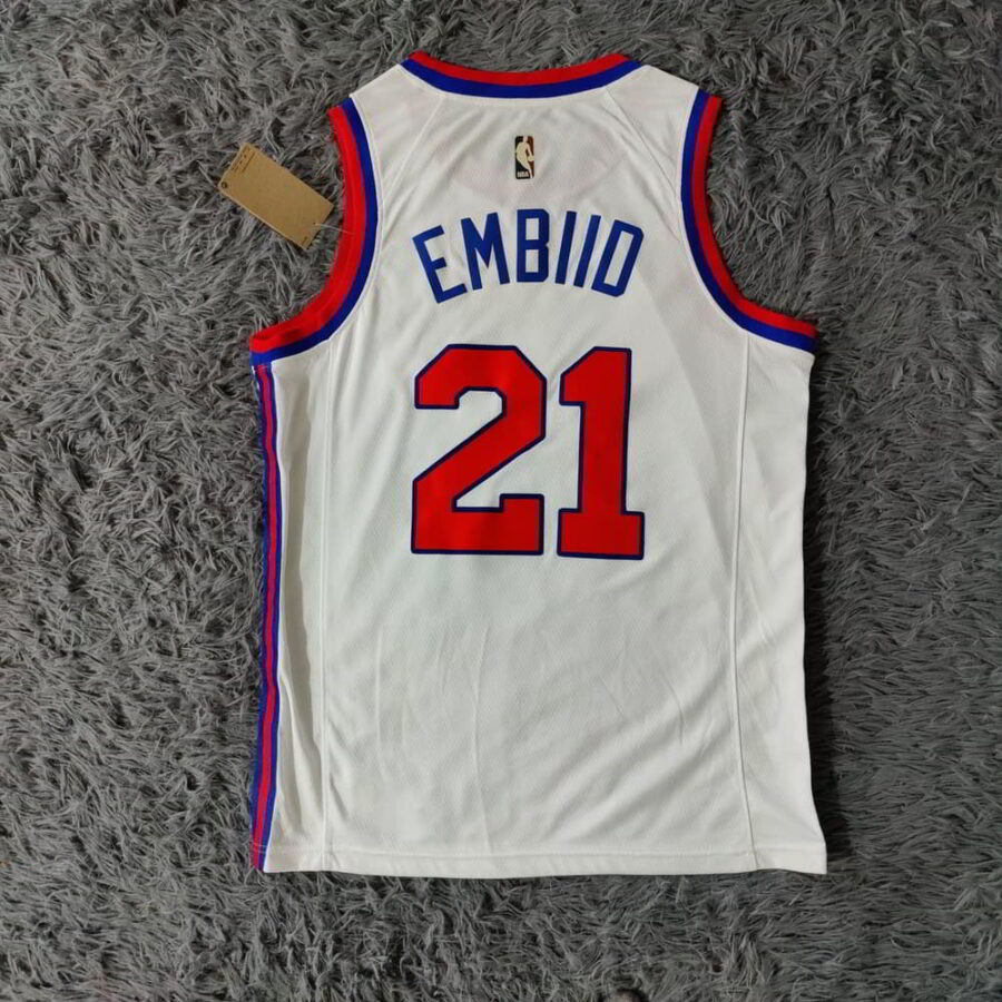 Joel Embiid #21 Philadelphia 76ers White 2019-20 Game-Worn Classic Edition Jersey - back