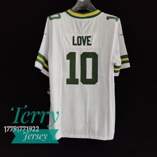 Jordan Love Green Bay Packers Jersey - White - back