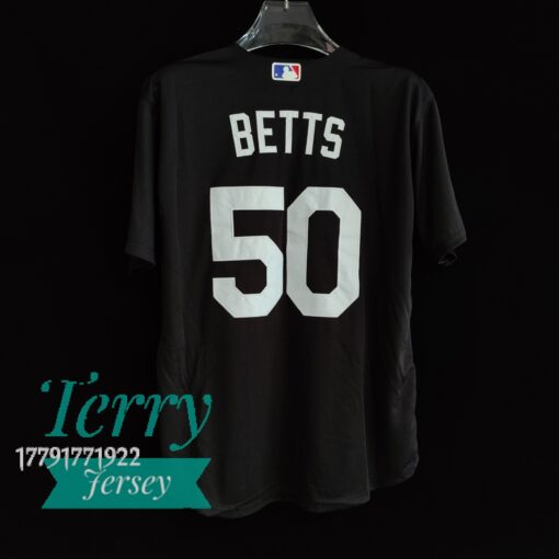 Mookie Betts Black Los Angeles Dodgers Jersey - back