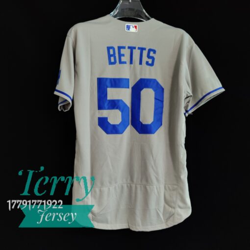 Mookie Betts Gray Los Angeles Dodgers Away Player Jersey - back