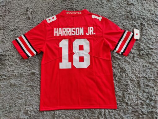 Ohio State Buckeyes #18 Marvin Harrison Jr. Scarlet Jersey - back