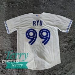 Ryu 99 Toronto Blue Jays White Home Jersey - back