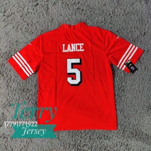 San Francisco 49ers Trey Lance #5 Red Limited Jersey - back