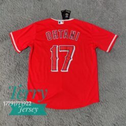 Shohei Ohtani #17 Los Angeles Angels Red Alternate Player Name Jersey - back