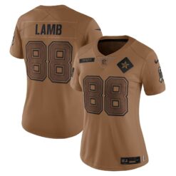 Women's Dallas Cowboys CeeDee Lamb Brown 2023 Salute To Service Limited Jersey